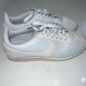 Nike Cortez light blue & snake skin sneakers women's size 7.5 grayish